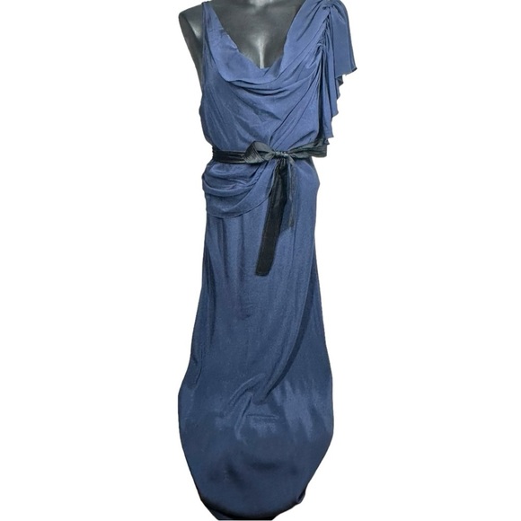 Gryphon Dresses & Skirts - Gryphon Belle Maxi Dress 100% Silk Belted Navy Blue H11SE465 Size Small